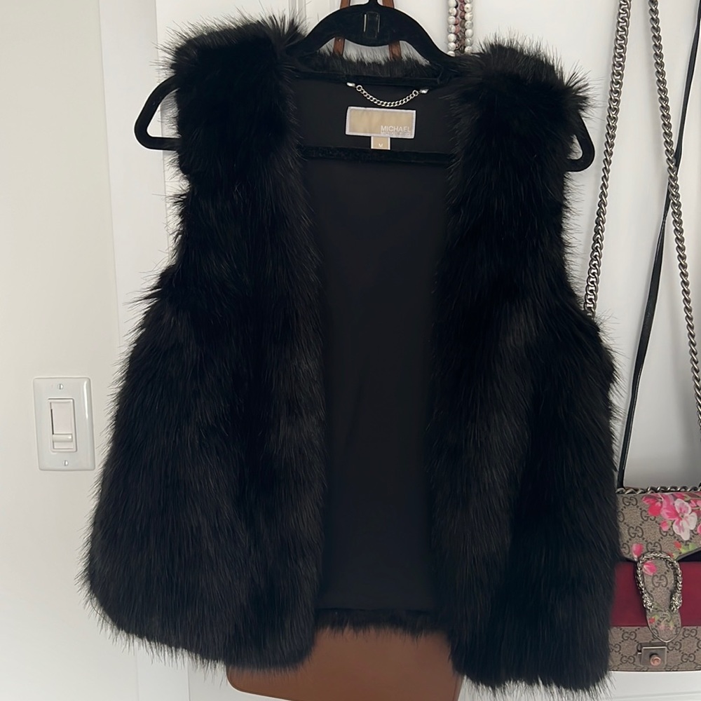 Michael Kors faux fur black vest